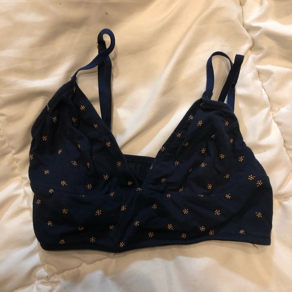 Madewell Navy Bralette with Orange Flowers
